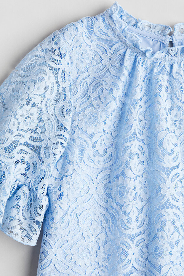 Fırfırlı Dantel Elbise - 2