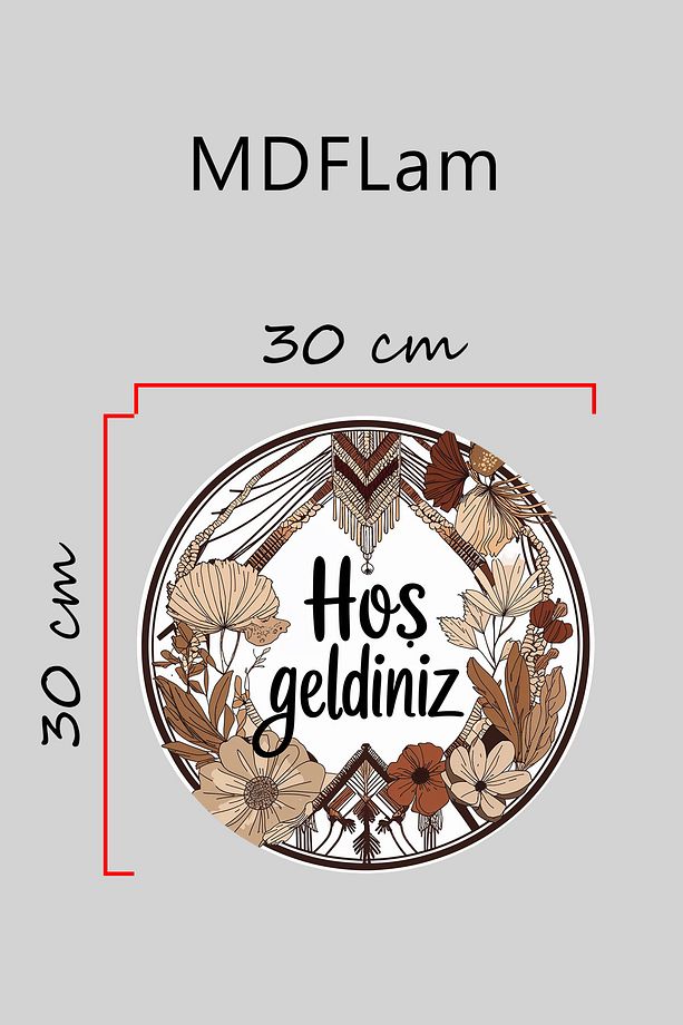Modern Dijital Baskı Ahşap Bej Kahverengi Bohem Kapı Süsü - 3