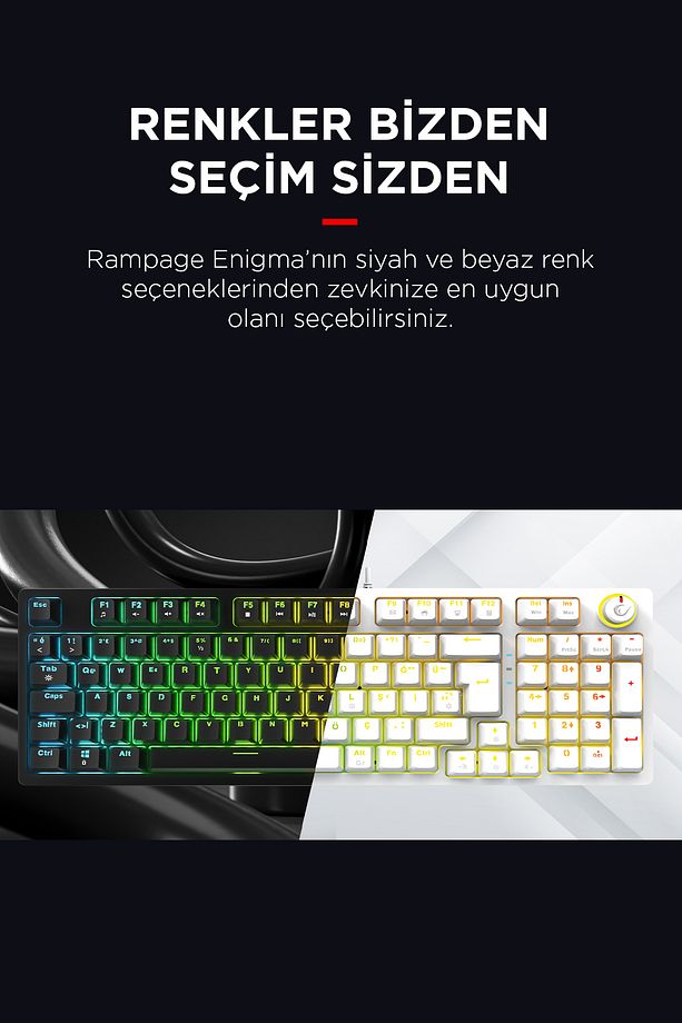 ENIGMA 75 RGB Aydınlatmalı Red Switch Kompakt Dizilim Gaming Mekanik Oyuncu Klavyesi Siyah - 6