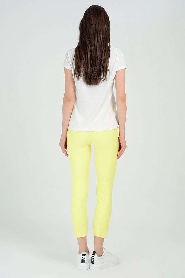 Pantolon - Bilekte Atlas Kumas Pantolon | Pnt19003 Sarı - 3