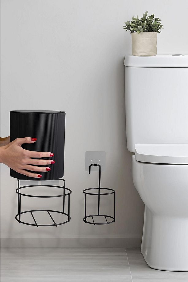 Siyah Eko Magic Askılı Yuvarlak Mina 2'li Wc Kova Ve Fırça Seti - 5