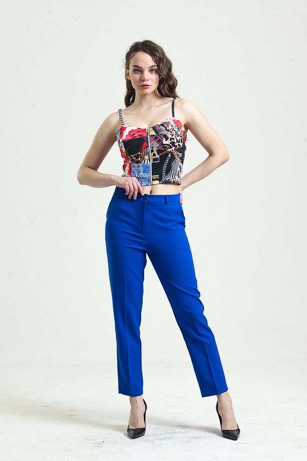 Pantolon - Bilekte Atlas Kumas Pantolon | Pnt19003 Saks - 6