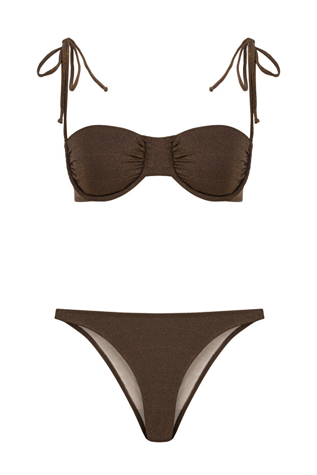 Underwire Glitter Brown Bikini Set