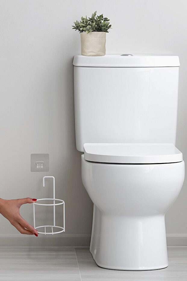 Eko Magic White Round Mina - WC Brush Holder with Hanger - 3