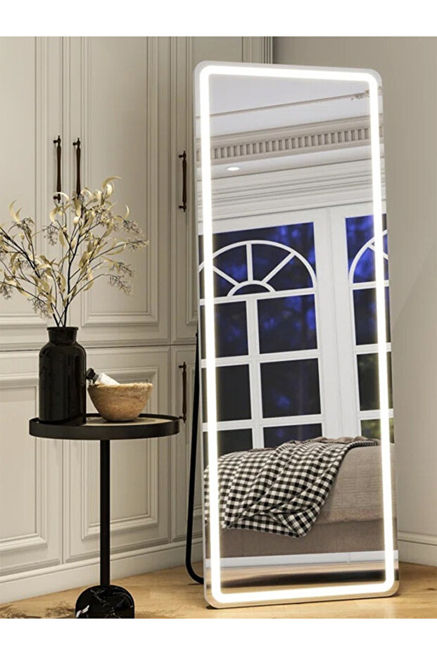 Extra Large Mirror With Elegant Design,170x50cm,with Front Lighting,black Metal Frame And Backstand - 5