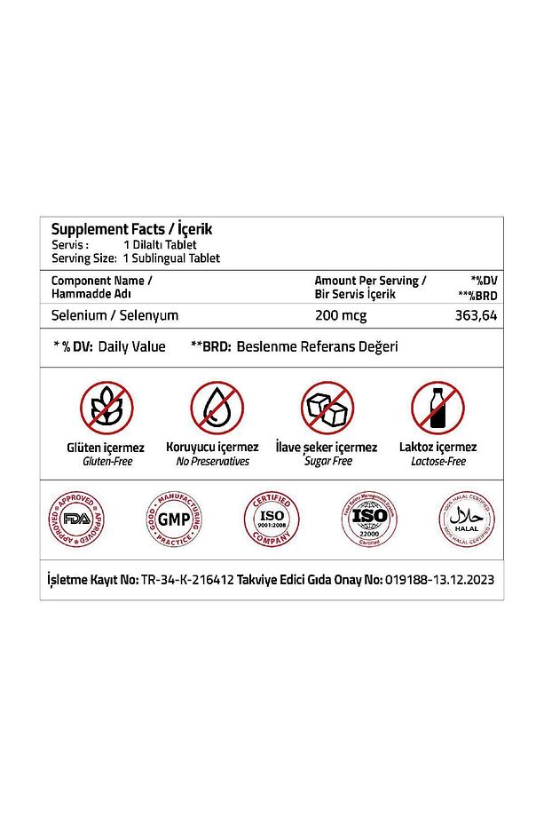 Selenium 200 mcg 30 Sublingual Tablets - 3