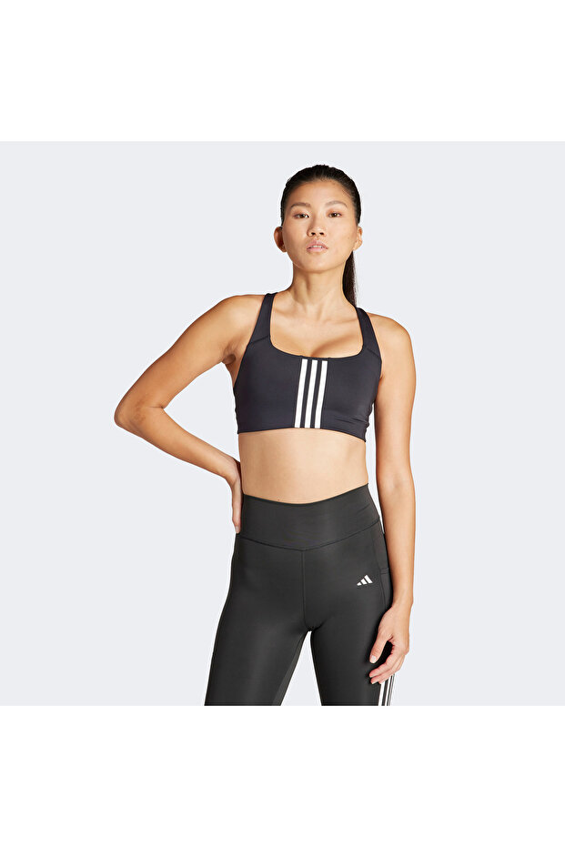 Powerimpact Training Medium-Support 3-Stripes Women's Black Training Bra