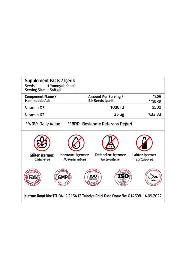 Vitamin D3 + Vitamin K2 30 Softgel - 3