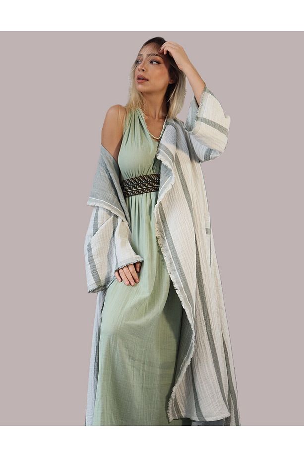 Swan Bohem Stil Müslin Kaftan - 4