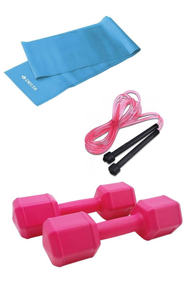 Pilates Lastiği Atlama İpi 1 Kg Dambıl Set - 1