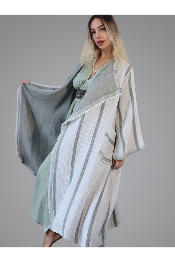 Swan Bohem Stil Müslin Kaftan - 1