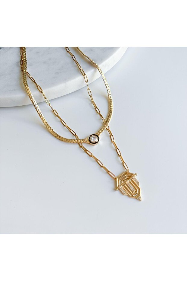 çelik 2li leyla kolye seti - 1