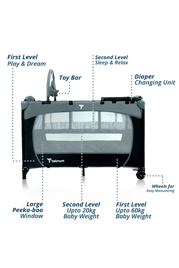 Explorer Playard and Cot Grey - 4