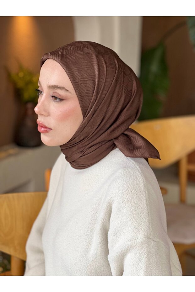 Silky Jacquard Series Checker Line Pattern Scarf - 2