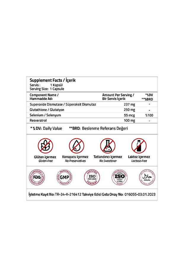 Superoxide Dismutase 237 Mg 30 Capsules - 3