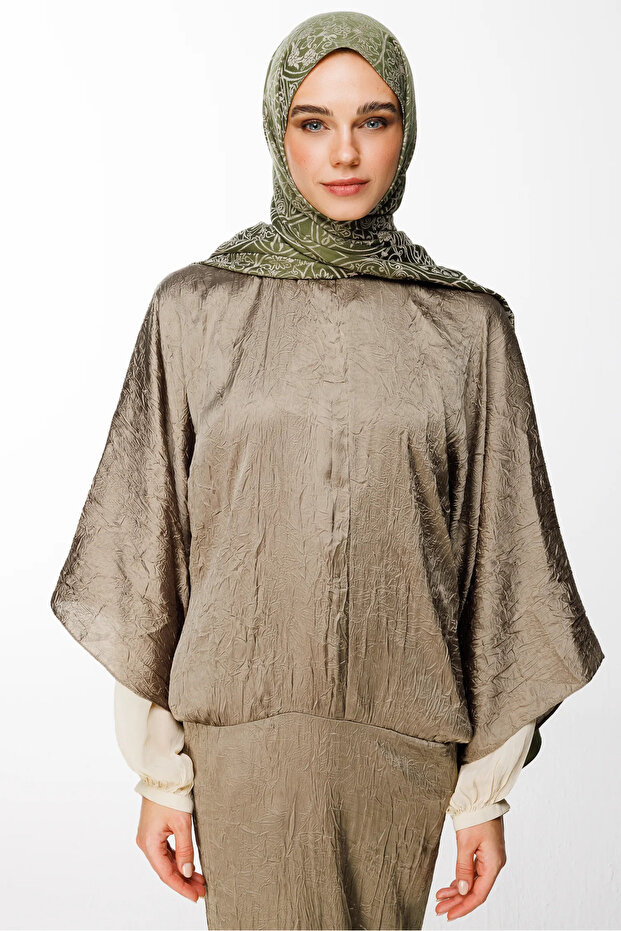 Morocco Pattern Double Sided Shawl Khaki-Salmon