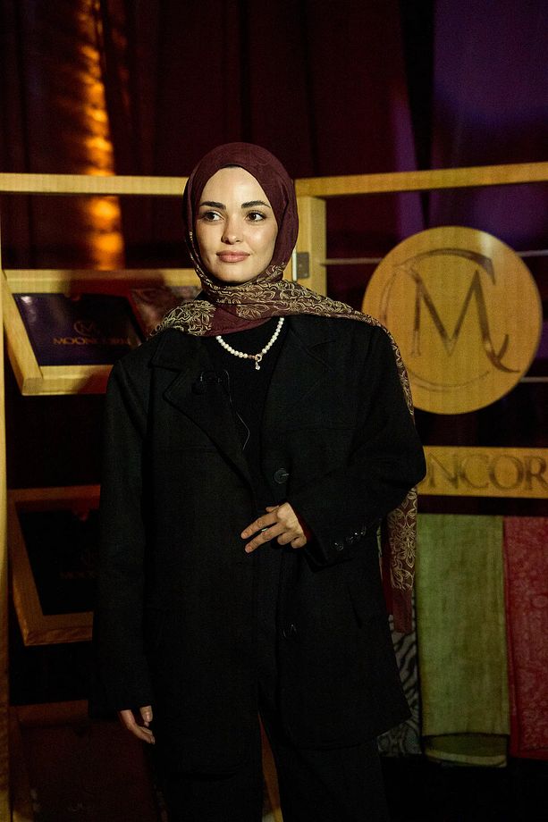 Nora Desen Çift Taraflı Şal Mürdüm-Sarı - 1