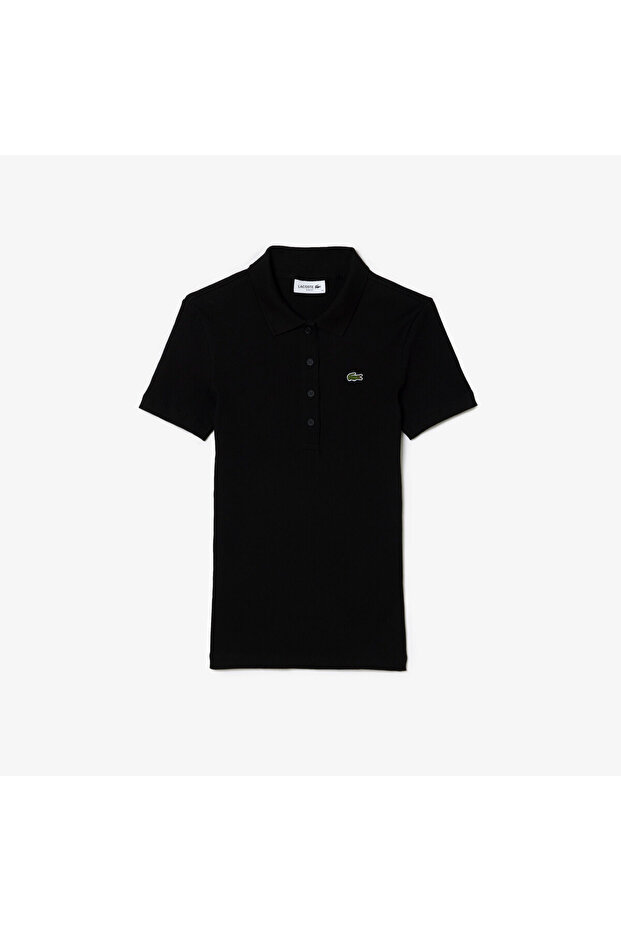 L.12.D Kadın Slim Fit Organik Pamuk Siyah Polo - 4