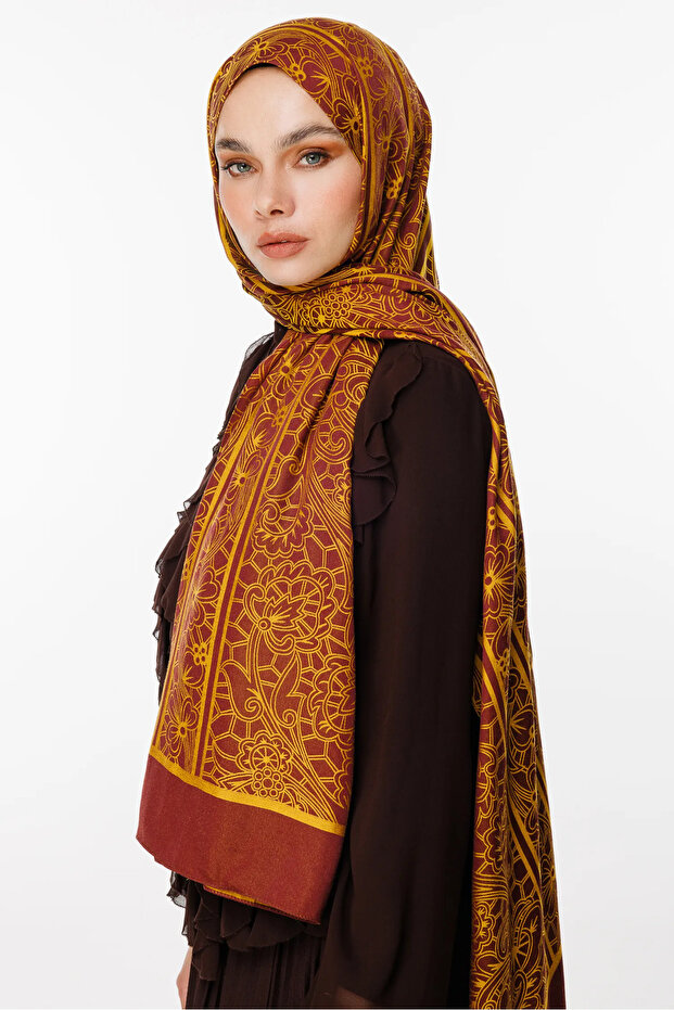 Plum - Yellow Degree Double Sided Shawl