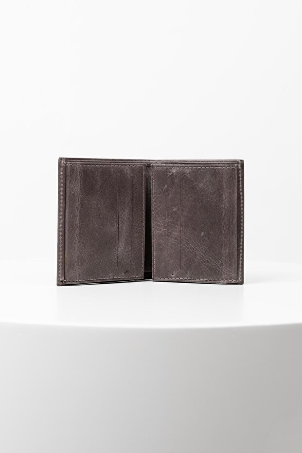 Genuine Crazy Antique Leather Use Polite Gray Wallet