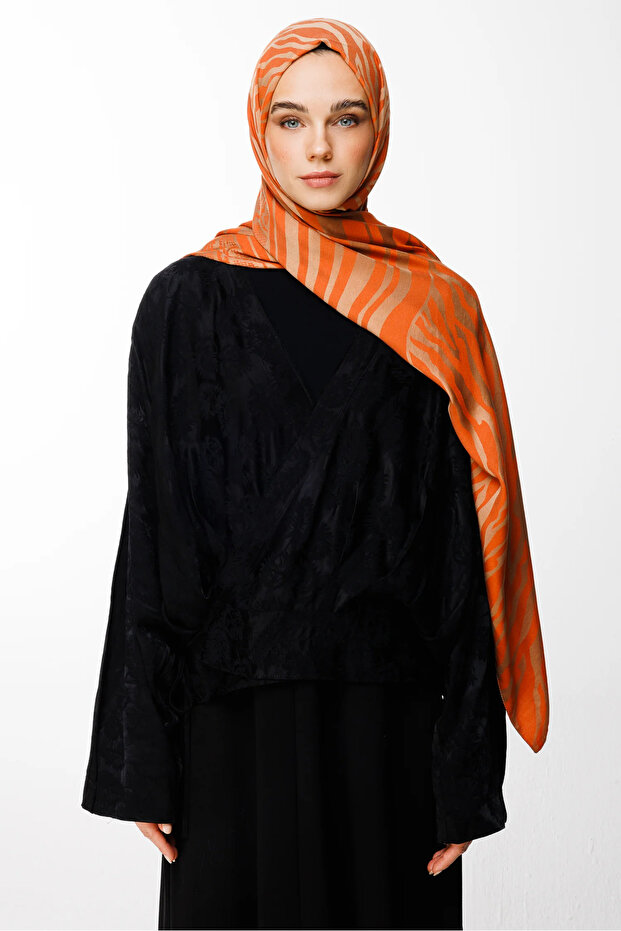 Riad Pattern Double Sided Shawl Mink-Cinnamon - 1