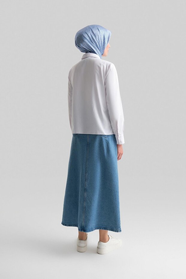 Manşeti Logolu Basic Gömlek 24y3522 Beyaz - 5