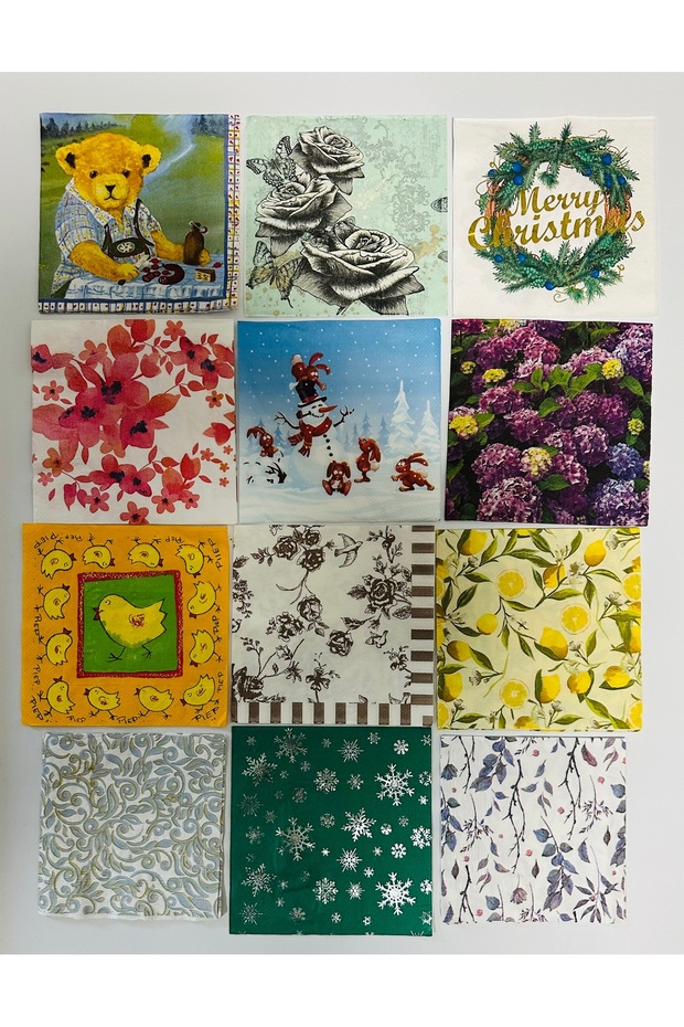 Lot of Decoupage Napkins - 12 Workshops