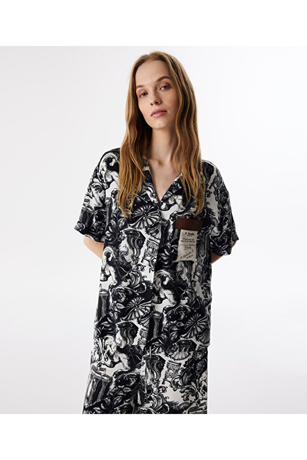 DESENLİ OVERSIZE GÖMLEK - 1