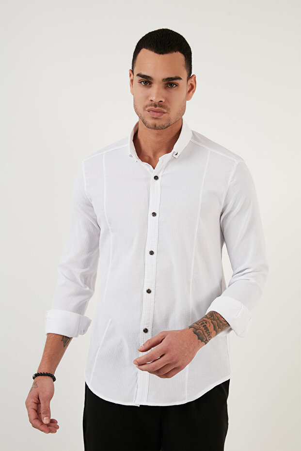Button Collar Cotton Shirt Men's Shirt Cf21s113008