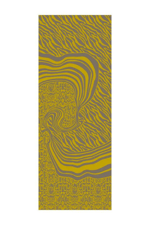 Riad Pattern Double-Sided Shawl Dark Gray-Mustard - 5