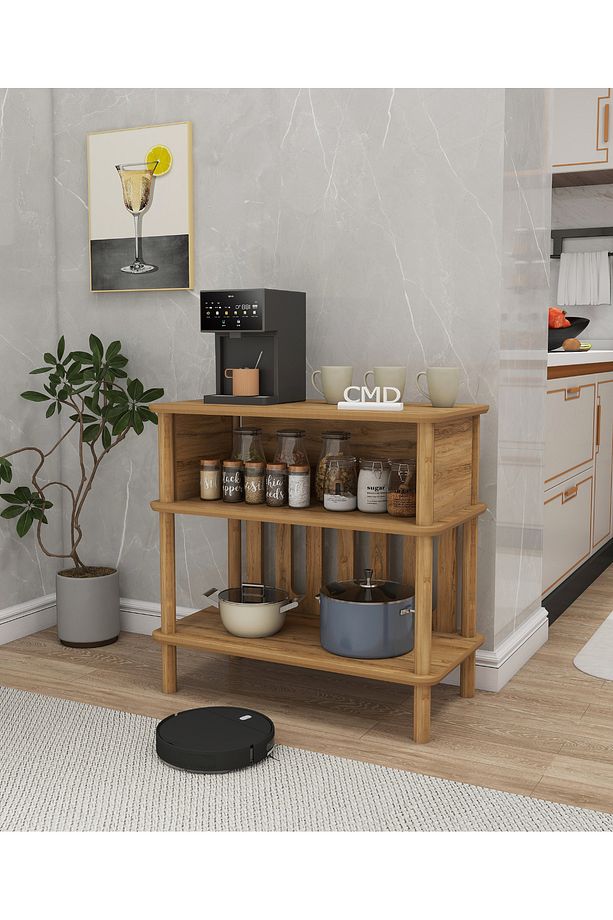 Forte Çok Amaçlı Kahve Dolabı: Minimalist Mdf Ve Ahşap Tasarımıyla Estetik Ve Fonksiyonellik 73cm - 1