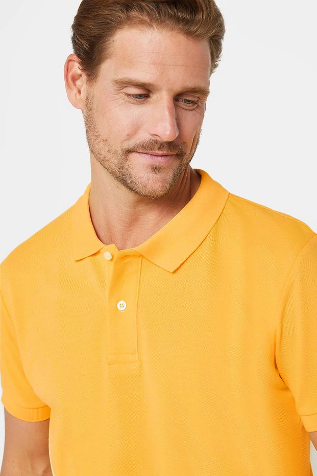 Men's Slim Fit Slim Fit 100% Cotton Yellow Polo Neck T-Shirt