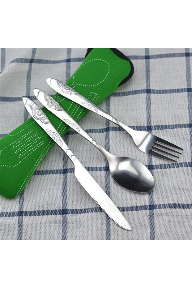 2 Picnic Set Tableware Washable with Zipper Travel Cutlery Kit Case Portable Pouch for Dinner House.