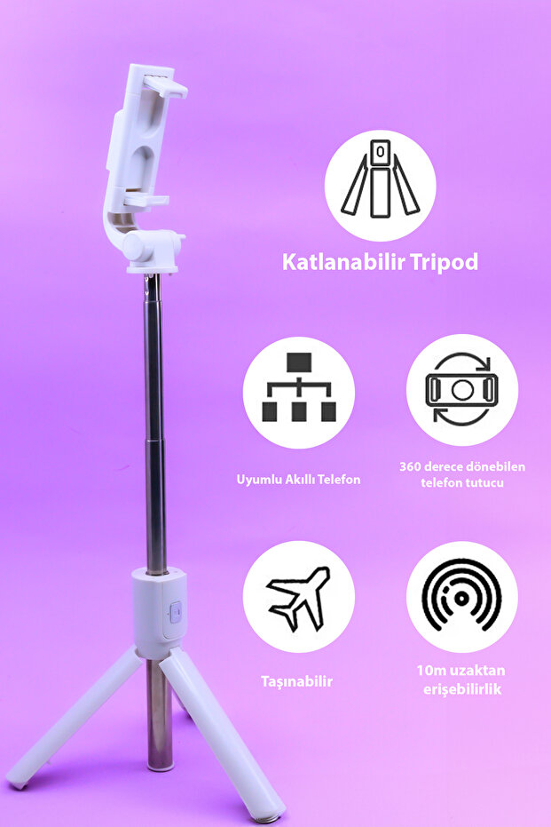Ayaklı Beyaz Mini Tripod - 5