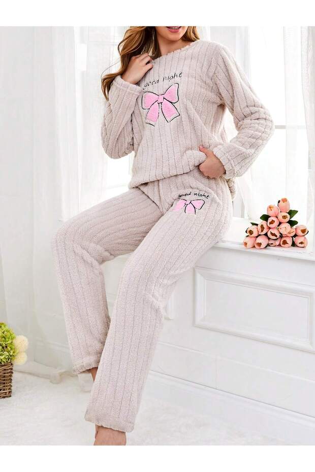 Raporlu Welsoft Bow Detailed Women's Pajama Set Vg059