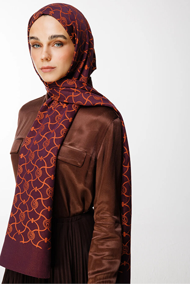 Marrakech Pattern Reversible Shawl Purple-Orange - 3