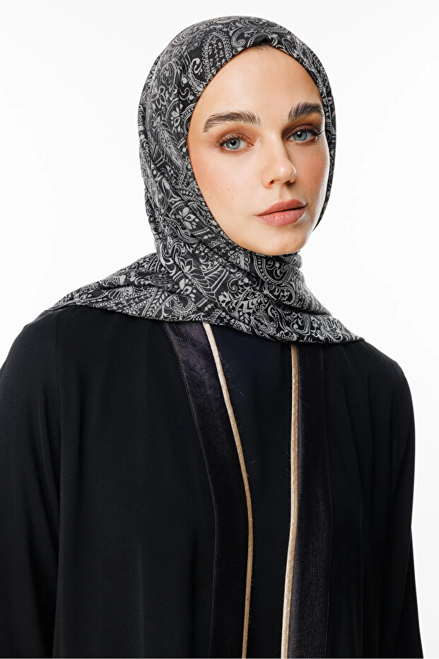 Velora Pattern Double Sided Shawl Black-Black