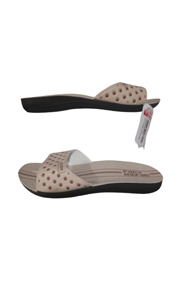 Ge069-10 Women's Cream-Black Thin Sole Daily Walking Slippers
