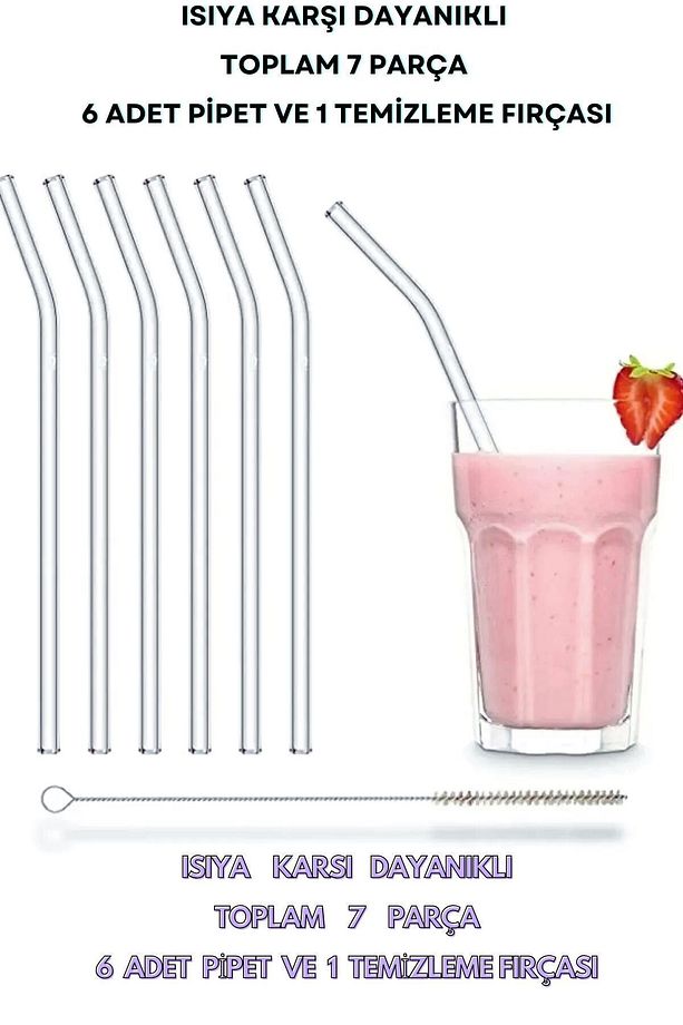 6'lı 9mm. 20cm Boyunda Cam Pipet, 1 Adet Pipet Temizleme Fırçası Ve 1 Adet Pipet Kapağı Seti - 2
