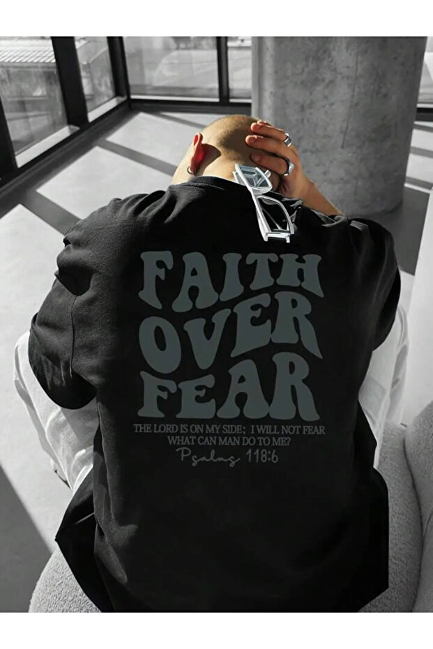 Unisex Faith over Fear Printed Oversize 100% Cotton T-Shirt