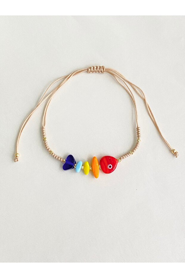 Colorful Fish Glass Murano Adjustable Rope Anklet