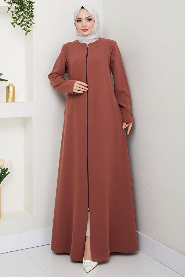 Zippered Large Size Ferace Kiremit Hm2488