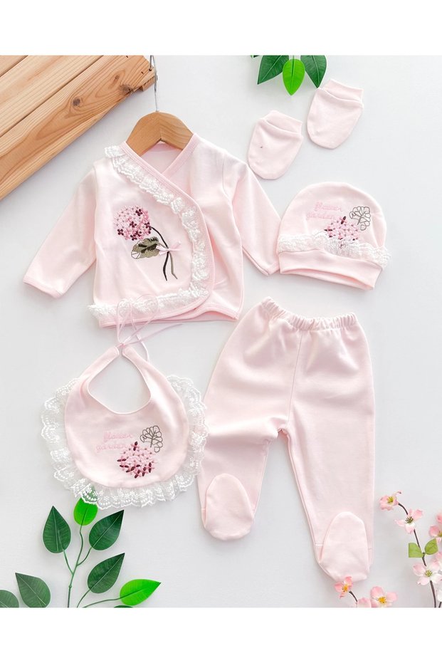 Baby Girl Newborn Pink Orchid Embroidered Luxury Hospital Release 100% Cotton