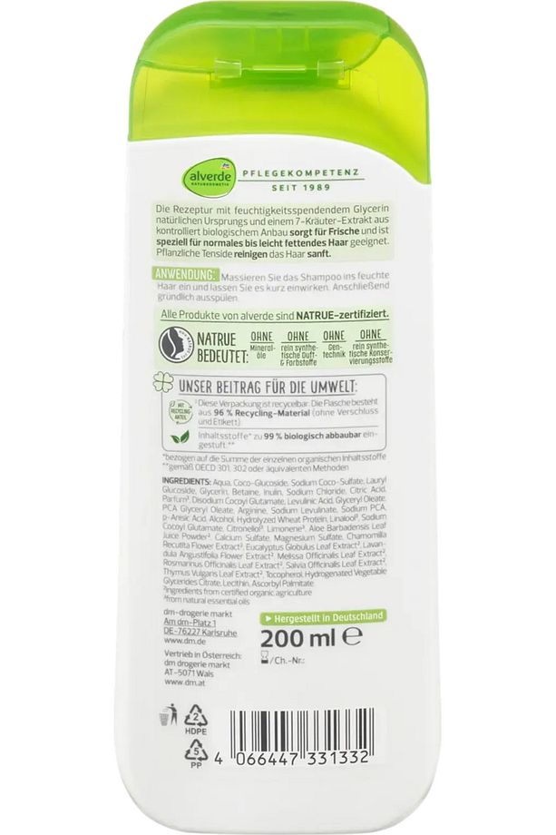 Alman Kalitesi dm Alverde Dogal Kozmetik Bitkisel şampuan, 200 ml - 3