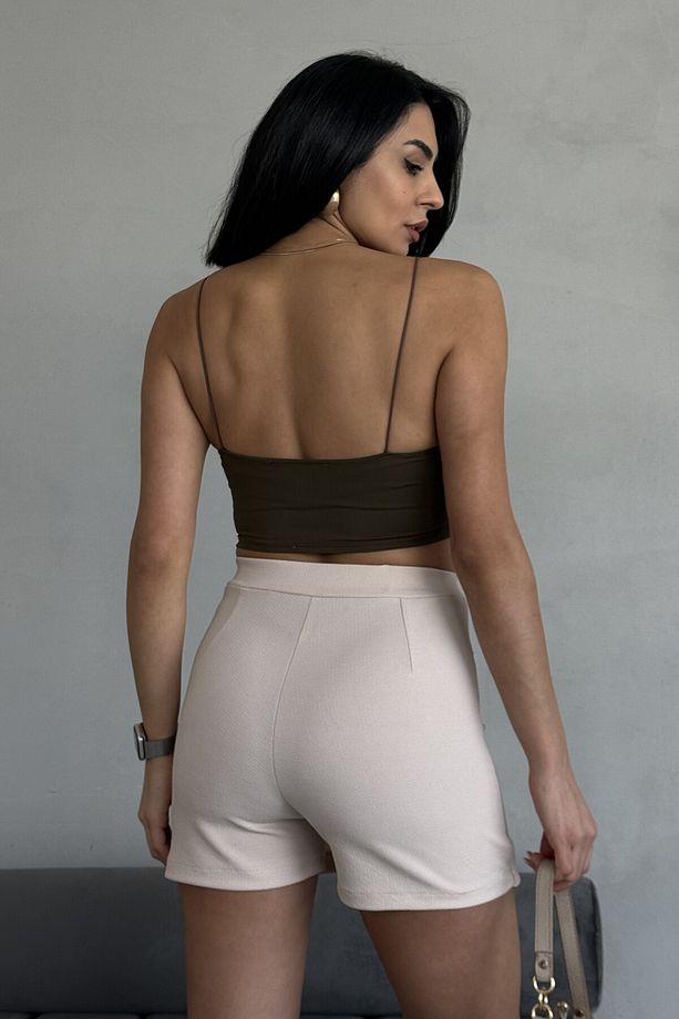 Yırtmaçlı Mini Şort Etek - 8