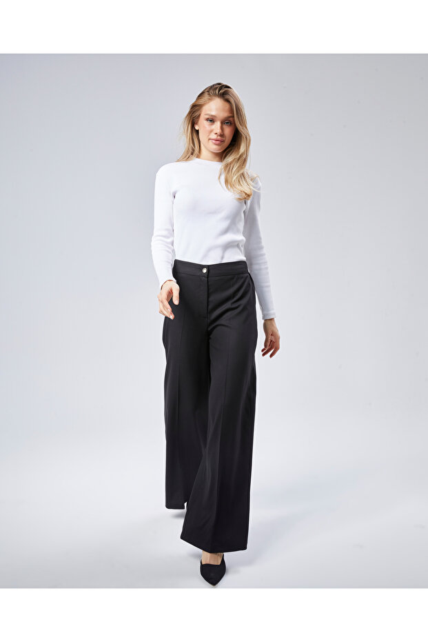 Elastic Trousers with Palazzo Waist