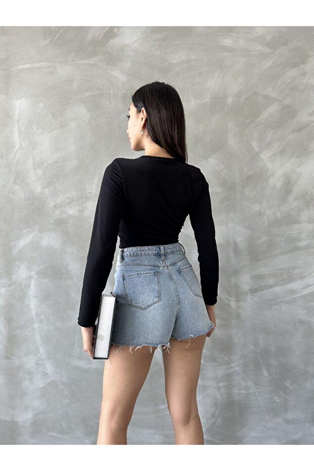 Uzun Kol Crop Bluz - 3