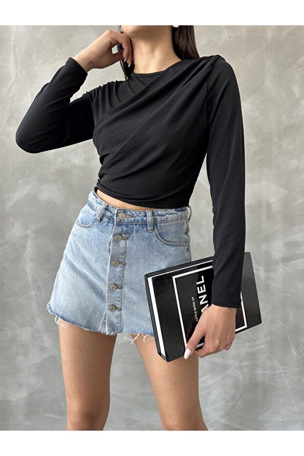 Uzun Kol Crop Bluz - 2