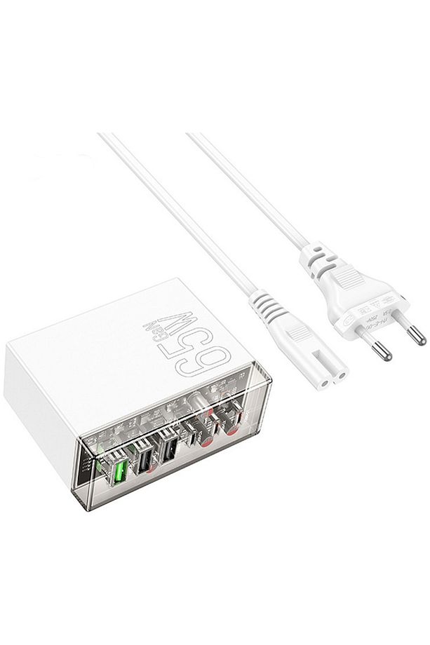 N36 PD65W Type-C + USB-A 6 Girişli Masaüstü Şarj İstasyonu (Beyaz) - 6