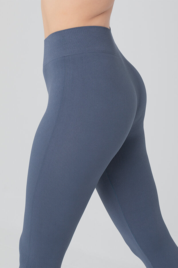 Dikişsiz Örme Yüksek Bel Tayt - 6